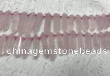 CTD2114 Top drilled 10*25mm - 12*45mm sticks rose quartz beads