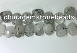 CTD2143 15*25mm - 18*25mm freeform black rutilated quartz  beads