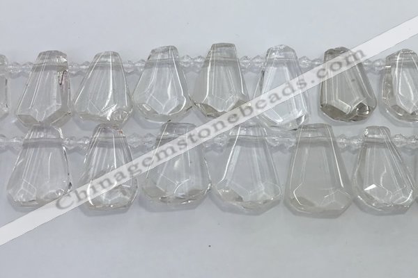 CTD2265 Top drilled 16*28mm - 20*30mm faceted freeform white crystal beads