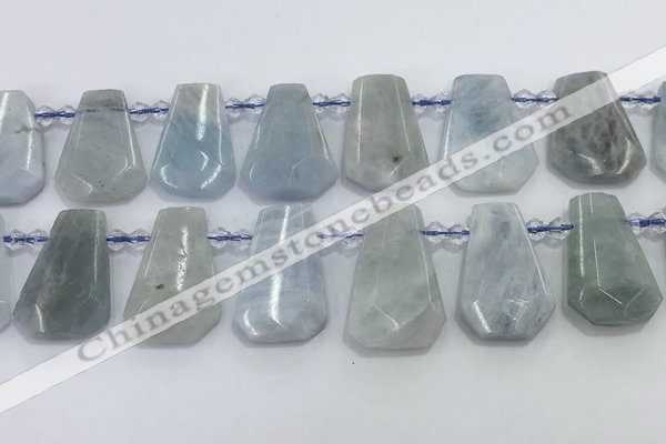 CTD2268 Top drilled 16*28mm - 20*30mm faceted freeform aquamarine beads