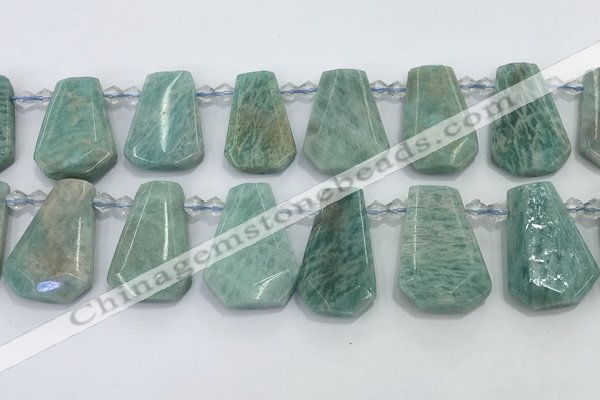 CTD2269 Top drilled 16*28mm - 20*30mm faceted freeform amazonite beads