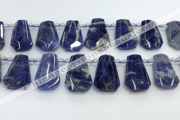 CTD2270 Top drilled 16*28mm - 20*30mm faceted freeform sodalite beads