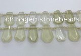 CTD2272 Top drilled 16*28mm - 20*30mm faceted freeform lemon quartz beads