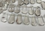 CTD2274 Top drilled 16*28mm - 20*30mm faceted freeform smoky quartz beads