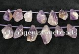CTD2303 Top drilled 20*25mm - 25*45mm faceted nuggets amethyst beads