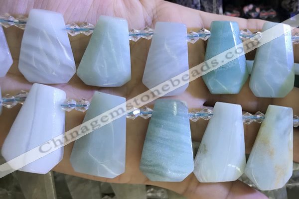 CTD2341 Top drilled 16*18mm - 20*30mm faceted freeform amazonite beads