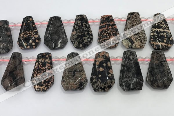 CTD2351 Top drilled 16*18mm - 20*30mm freeform red snowflake obsidian beads