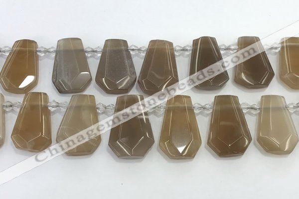 CTD2363 Top drilled 16*18mm - 20*30mm faceted freeform moonstone beads