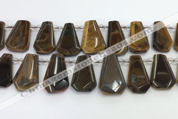 CTD2365 Top drilled 16*18mm - 20*30mm faceted freeform tiger eye beads