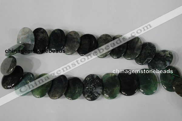 CTD25 Top drilled 20*30mm oval moss agate beads wholesale