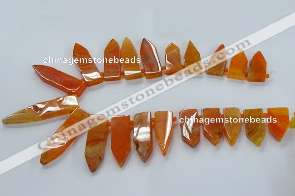 CTD2510 Top drilled 15*25mm - 16*50mm sticks agate gemstone beads
