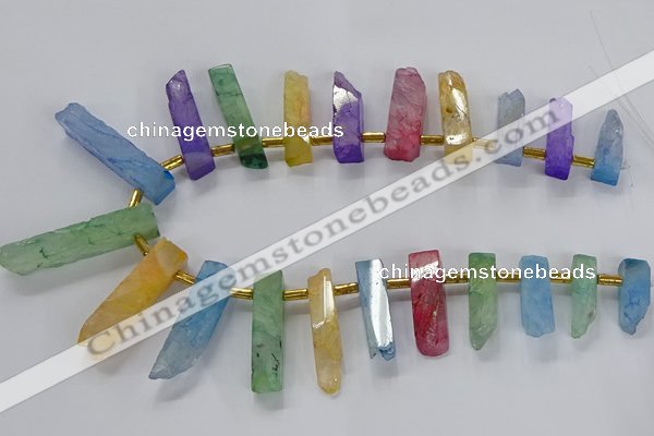 CTD2518 Top drilled 8*25mm - 11*50mm sticks druzy agate beads