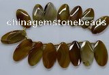 CTD2530 Top drilled 28*57mm faceted oval agate gemstone beads