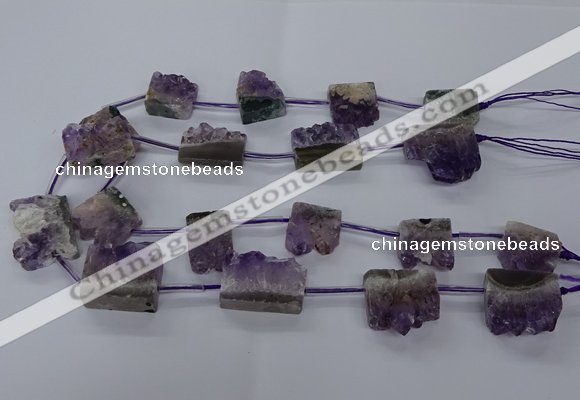 CTD2571 15.5 inches 20*22mm - 25*30mm freeform druzy amethyst beads