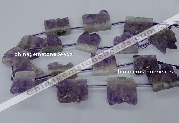 CTD2572 15.5 inches 28*30mm - 30*33mm freeform druzy amethyst beads