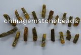 CTD2578 Top drilled 10*30mm - 10*50mm sticks plated druzy agate beads