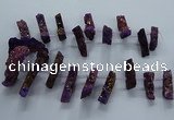 CTD2579 Top drilled 10*30mm - 10*50mm sticks plated druzy agate beads