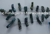 CTD2581 Top drilled 10*30mm - 10*50mm sticks plated druzy agate beads