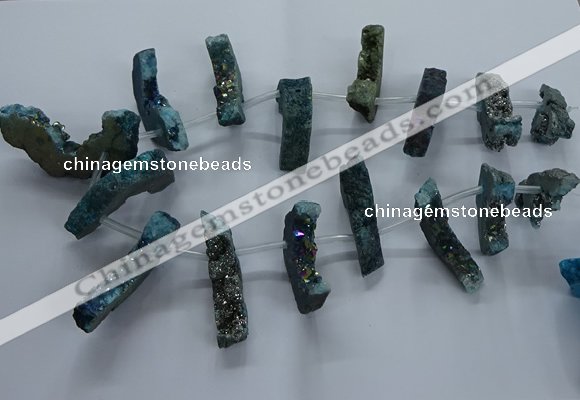 CTD2581 Top drilled 10*30mm - 10*50mm sticks plated druzy agate beads