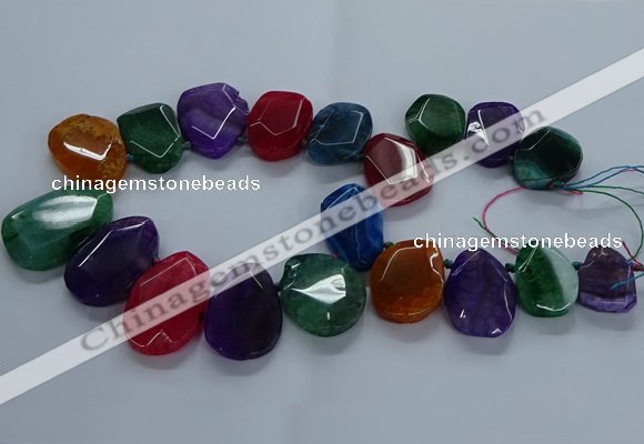 CTD2591 Top drilled 20*25mm - 30*40mm faceted freeform agate beads