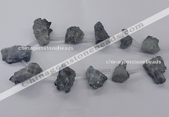 CTD2616 Top drilled 15*25mm - 25*35mm nuggets plated druzy quartz beads