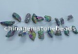 CTD2633 Top drilled 10*25mm - 20*45mm nuggets plated druzy quartz beads