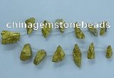 CTD2635 Top drilled 10*25mm - 20*45mm nuggets plated druzy quartz beads