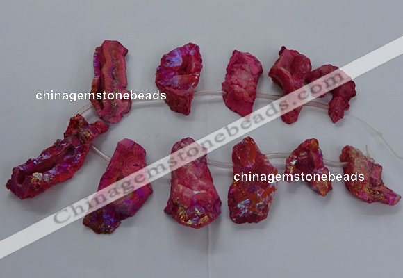 CTD2672 Top drilled 25*30mm - 35*60mm freeform plated druzy agate beads