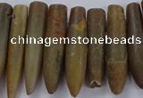 CTD2676 Top drilled 8*30mm - 12*50mm bullet agate fossil beads