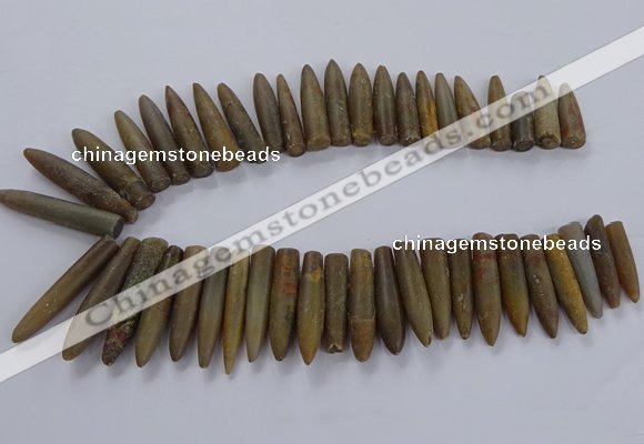 CTD2676 Top drilled 8*30mm - 12*50mm bullet agate fossil beads