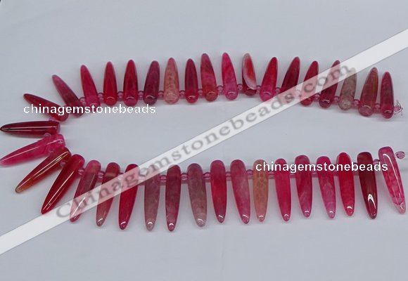 CTD2726 Top drilled 8*35mm bullet agate gemstone beads wholesale