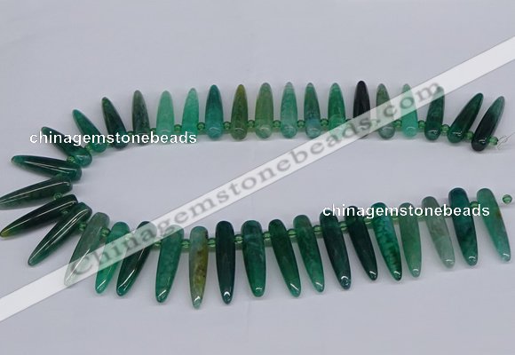 CTD2728 Top drilled 8*35mm bullet agate gemstone beads wholesale