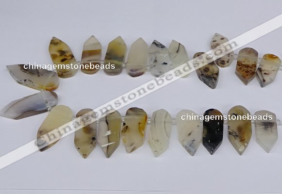 CTD2734 Top drilled 15*28mm - 18*45mm freeform montana agate beads