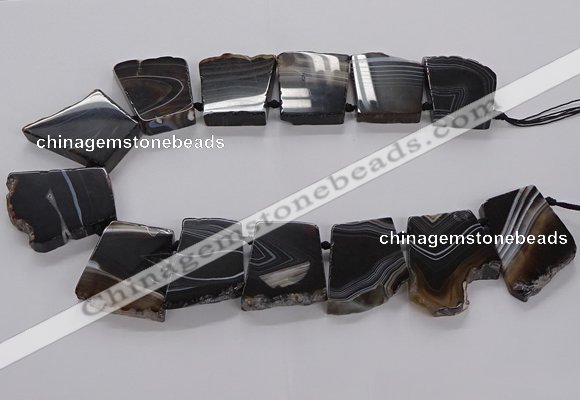 CTD2769 Top drilled 25*30mm - 35*40mm freeform line agate beads