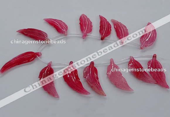 CTD2774 Top drilled 20*45mm - 25*55mm carved leaf agate beads