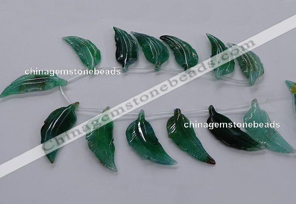 CTD2776 Top drilled 20*45mm - 25*55mm carved leaf agate beads