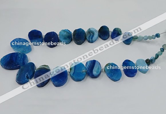 CTD2784 Top drilled 15*25mm - 25*40mm oval agate gemstone beads