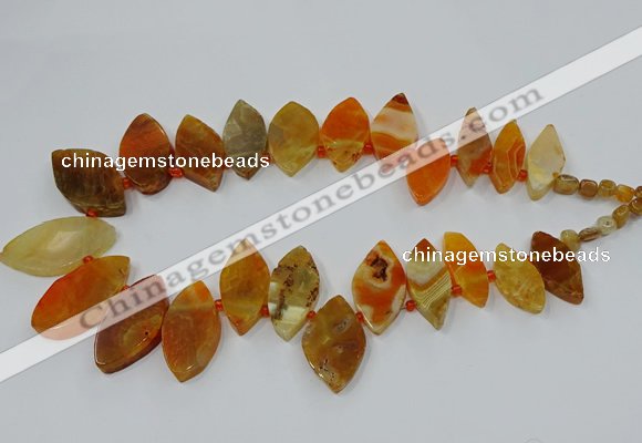 CTD2789 Top drilled 15*30mm - 25*45mm marquise agate gemstone beads