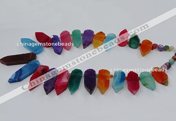 CTD2816 Top drilled 15*30mm - 15*45mm sticks agate gemstone beads