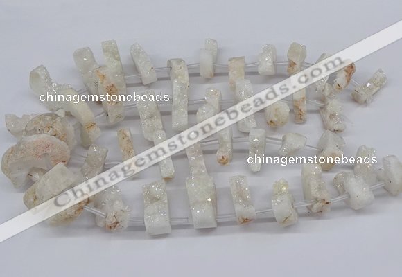 CTD2840 Top drilled 15*20mm - 18*40mm freeform plated druzy agate beads