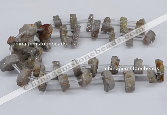 CTD2841 Top drilled 15*20mm - 18*40mm freeform plated druzy agate beads