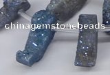 CTD2845 Top drilled 15*20mm - 18*40mm freeform plated druzy agate beads