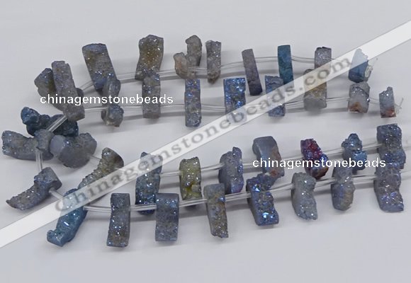 CTD2845 Top drilled 15*20mm - 18*40mm freeform plated druzy agate beads