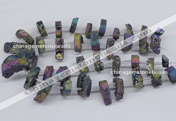 CTD2846 Top drilled 15*20mm - 18*40mm freeform plated druzy agate beads