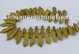 CTD2853 Top drilled 10*20mm - 15*50mm sticks plated quartz beads