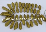 CTD2863 Top drilled 15*20mm - 22*50mm sticks plated quartz beads