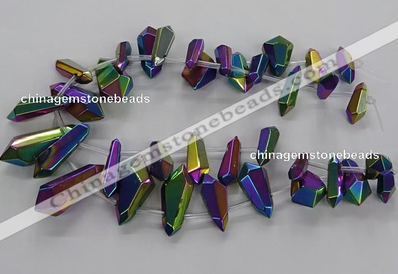 CTD2876 Top drilled 10*20mm - 15*50mm sticks plated quartz beads