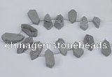 CTD2901 Top drilled 15*25mm - 25*55mm freeform plated druzy agate beads