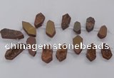 CTD2903 Top drilled 15*25mm - 25*55mm freeform plated druzy agate beads