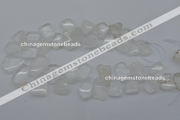 CTD300 Top drilled 15*20mm - 20*25mm freeform white crystal beads